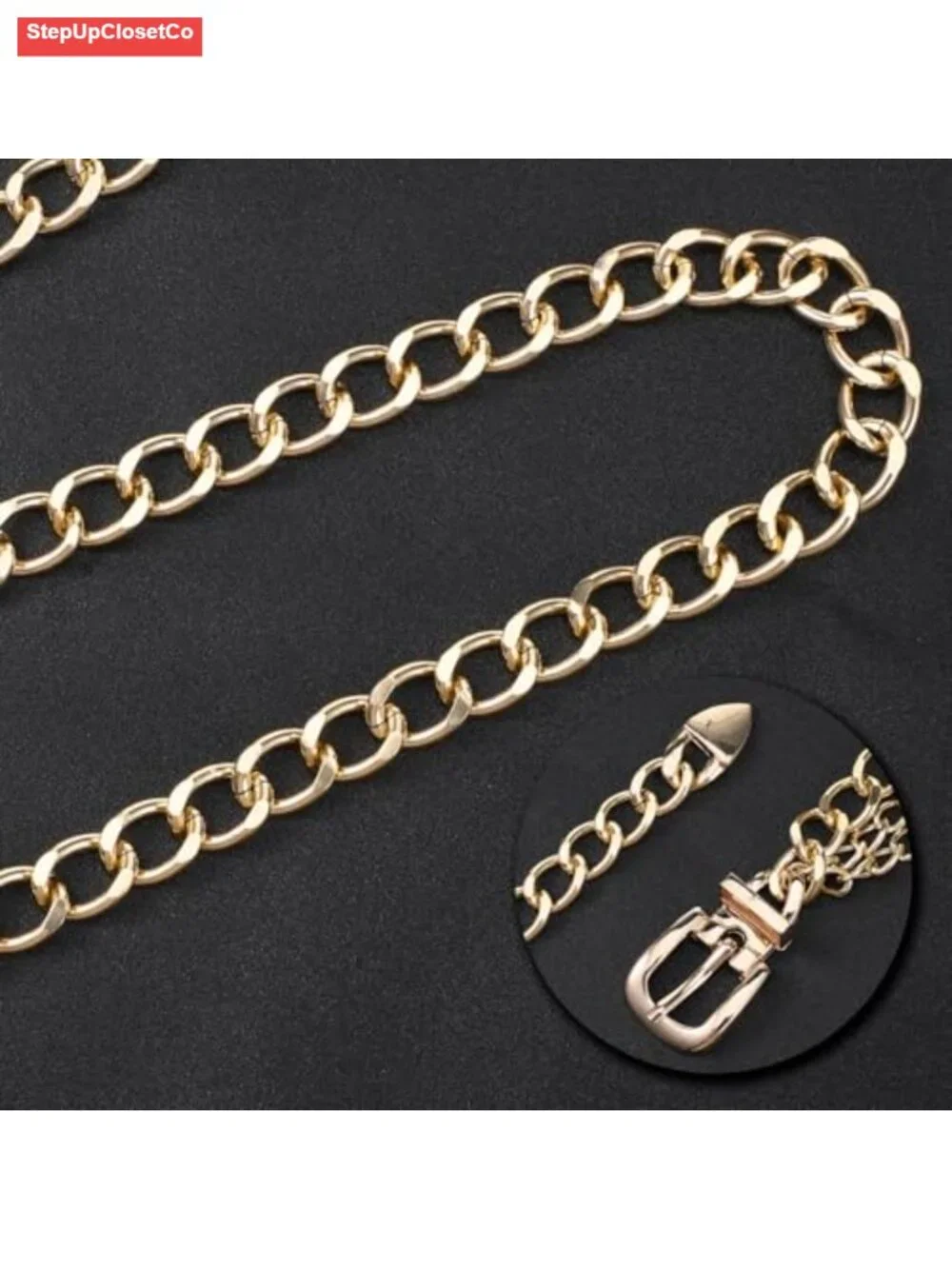 Adjustable Gold Metal Chain Belt for Women Plus Size, 57